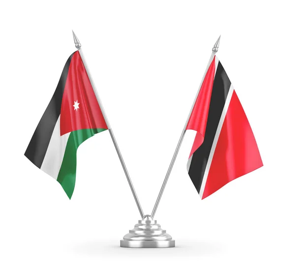 Trinidad och Tobago och Jordanien tabell flaggor isolerade på vit 3D-rendering — Stockfoto