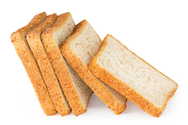 白色背景上的吐司面包切片 — 图库照片