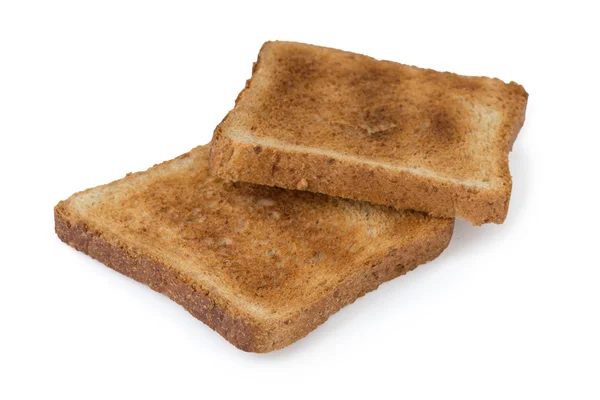 Two pieces of toast isolated on white. Royalty Free Stock Images