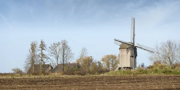 Paysage Avec Moulin Vent Vintage Belgique Europe Flandre — Photo