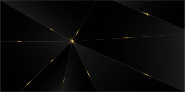 Siyah Lüks Altın Arkaplan. Royal Premium Business Poster Yılbaşı Kutlama Tasarımı. 3D Soyut Çokgen Parlak Kapak. Altın Gümüş Üçgen Çerçeve Altın Lüks Kristal Kart