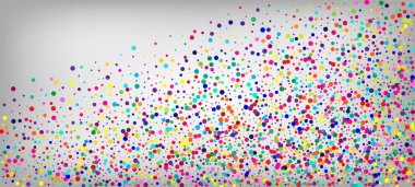 Gökkuşağı Konfeti Festivali Vektör Arkaplanı. Karnaval Hareketi Çelengi. Noel, Yeni Yıl, Doğum günü Sihirli Madalyası. Düşen Parlak Sequins Çerçevesi. Gökkuşağı Konfeti Düşüyor. Tatil Kutlaması