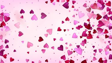 Kırmızı, Pembe Kalpli Vektör Konfeti. Sevgililer Günü Romantik Düzen. Güzel Pembe Parıltılı Sevgililer Günü Madalyası Düşen Kalpler Konfeti ile. Moda Hediyesi, Doğum günü kartı, Poster Arkaplanı