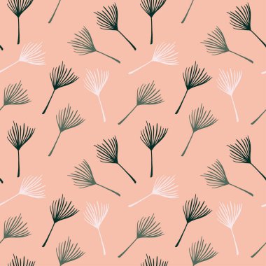 Süper Tropikal Vektör Kusursuz Düzen. Güzel Erkek Gömlekli Kadın Elbisesi dokusu. Güzel yaz kumaşları. Doodle Çiçek Geçmişi. Karahindiba Tüylü Muz Canavarı Yapraksız Tropikal Kalıp.