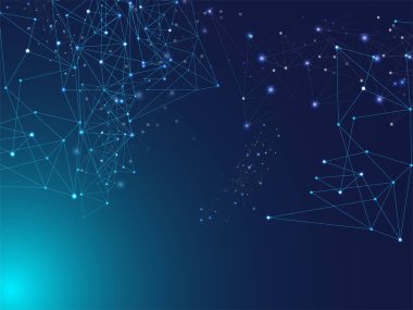 Plexus Çizgileri Vektör Arkaplanı. Büyük Veri Bilgileri, Ağ Çokgen Düğümleri. Mavi Teknoloji Alanı, İnternet Siber Uzay Veri Kavramı. Galaksi Ağı Bilim Tasarımı, İletişim Kavramı.