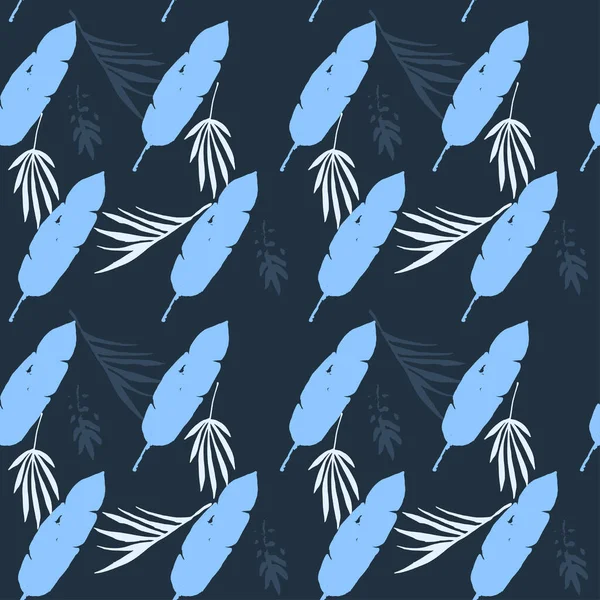 Süper Tropikal Vektör Kusursuz Düzen. Monstera Feather Tüylü Karahindiba Muzu Tropikal Kusursuz Şekil Bırakıyor. Serin Yaz Kumaşları. Güzel Erkek Gömlekli Kadın Elbisesi dokusu. Doodle Çiçek Arkaplanı.