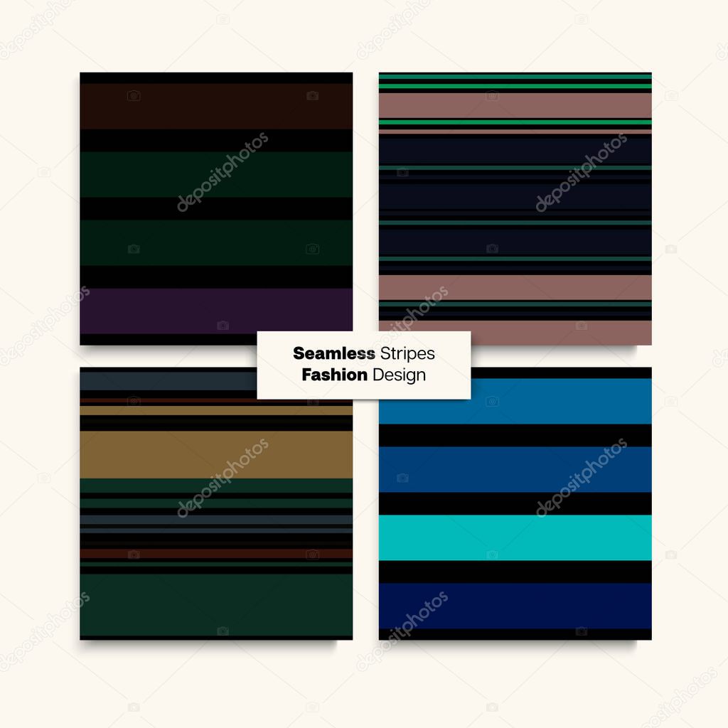 Sailor Stripes Seamless Pattern Set. Autumn Summer Trendy Fashion Textile. Swimming Suit Lines Hipster Fashion Background Vintage Lines Endless Texture. Male Childrens Female Seamless Stripes Design.
