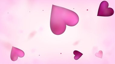 Uçan Kalpler Vektör Konfeti. Sevgililer Günü Hassas Düzeni. Moda Hediyesi, Doğum günü kartı, Poster Arkaplan Sevgililer Günü Dekorasyonu ve Düşen Kalpler Konfeti. Güzel Pembe Dağıtım