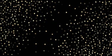 Siyah üzerine Altın Konfeti Duşu. Altın halkalar, Düşen Noel Bokeh 'i. Göz kamaştırıcı yeni yıl kutlaması dokusu. Zengin Altın, Gümüş Bokeh Kış Konfeti. Altın halkalar, Noel Bokeh 'i