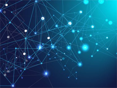 Düğümler Plexus Vektör Arkaplanına Bağlandı. Büyük Veri Bilgileri, Ağ Çokgen Düğümleri. Mavi Teknoloji Alanı, İnternet Siber Uzay Veri Kavramı. Galaksi Ağı Büyük Veri Tasarımı, Birbirine Bağlı Çizgiler.