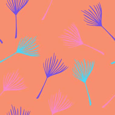 Süper Tropikal Vektör Kusursuz Düzen. Güzel Erkek Gömlekli Kadın Elbisesi dokusu. Güzel yaz modası. Çiçek Özgeçmişi 'ni çiz. Muz Yaprakları Canavarımsı Karahindiba Tüylü Tropikal Kusursuz Desen.