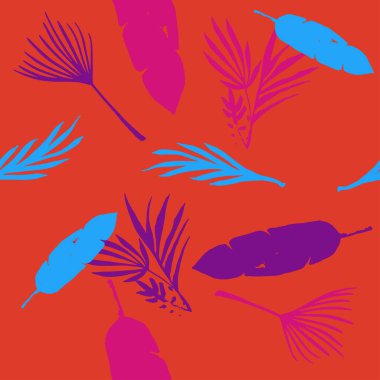 Hipster Tropikal Vektör Kusursuz Düzen. Güzel Erkek Gömlekli Kadın Elbisesi dokusu. Muz Yaprakları Canavarımsı Karahindiba Tüylü Tropikal Kusursuz Desen. Doodle Çiçek Geçmişi. Şık Yaz Kumaşları.