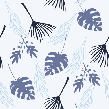 Süper Tropikal Vektör Kusursuz Düzen. Güzel Yaz Kumaşları. Güzel Erkek Gömlekli Kadın Elbisesi dokusu. Karahindiba Canavarı Tüylü Muz Tropikal Kusursuz Şekil Yapıyor. Boyalı Çiçek Arkaplanı.