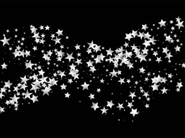 Altın, Gümüş VIP Uçan Yıldızlar Konfeti. Rich Gold, Silver Glitter, Sparkles, Gradient Stars Confetti. Parlak Lüks Yılbaşı Kutlama Vektörü Geçmişi. Parlak Kış Çerçevesi.