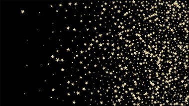 Altın, Gümüş rengi VIP Düşen Yıldızlar Konfeti. Parlak Kış Şablonu. Rich Gold, Silver Glitter, Sparkles, Gradient Stars Confetti. Pırıl pırıl Yeni Yıl Çiçek Vekil Arkaplanı.