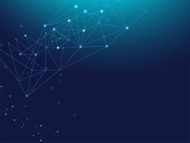 Büyük Veri Bilgileri, Çoklu Zincir Düğümleri. Plexus Bağlı Çizgi Vektörü Arkaplanı. Mavi Teknoloji Alanı, İnternet Siber Uzay Veri Kavramı. Galaksi Ağı Fütürist Tasarım, Evren Yıldızı Gökyüzü.