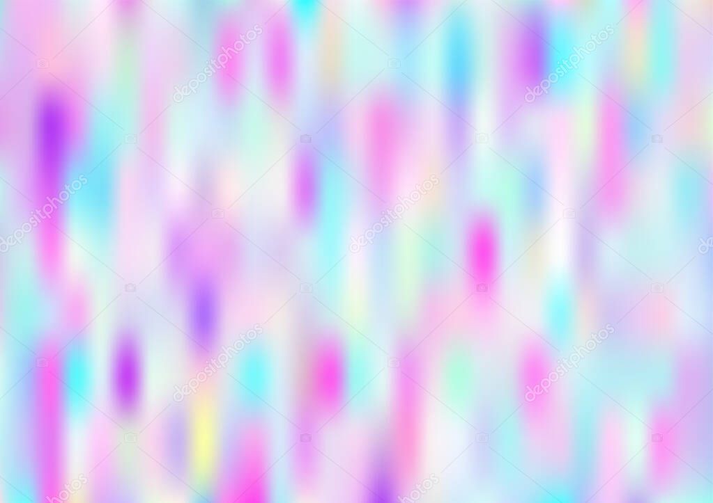 Holograph Trendy Banner. Neon Paper Overlay, 80s, 90s Music Background Pearlescent Holographic Dreamy Girlie Horizontal Wallpaper Rainbow Overlay Hologram Cover. Unfocused Girlie Foil Holo Teal.