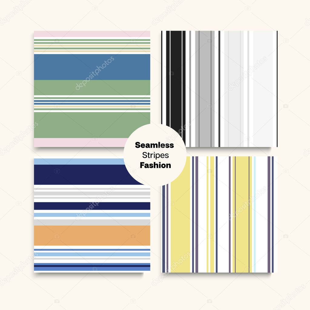 Sailor Stripes Seamless Pattern Set. Male Female Childrens Seamless Stripes Texture. Summer Winter Retro Fashion Print. Trendy Lines Endless Design. Hipster Fashion Background Training Suit Lines