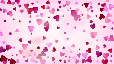 Uçan Kalpler Vektör Konfeti. Sevgililer Günü Hassas Düzeni. Güzel Pembe Parıltılı Sevgililer Günü Madalyası Düşen Kalpler Konfeti ile. Modern Hediye, Doğum günü kartı, Poster Arkaplanı