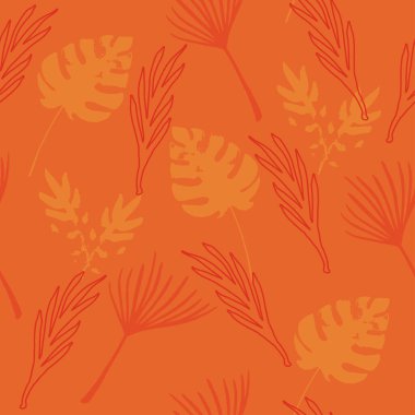 Süper Tropikal Vektör Kusursuz Düzen. Zarif Erkek Gömlekli Kadın Elbisesi dokusu. Doodle Çiçek Geçmişi. Tüylü Karahindiba Muz Canavarı Tropik Kusursuz Şekil Yaprakları. Şık Yaz Moda.