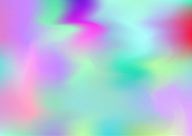 Hologram Moda Sancağı. Neon Grafik Kaplaması, 80 'ler, 90' lar Müzik Duvar Kağıdı Odaklanmamış Kız Foil Holo Teal. Floresan Holografik Rüyalı Kız Yatay Arkaplan Gökkuşağı Hologram Kapağı.