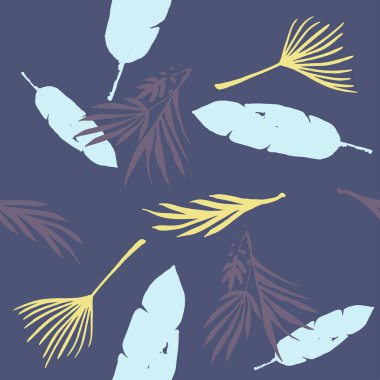 Modern Tropikal Vektör Kusursuz Düzen. Boyalı Çiçek Arkaplanı. Güzel Erkek Gömlekli Kadın Elbisesi dokusu. Güzel Yaz Tekstili. Monstera Muz Karahindiba Tüylü Tropikal Kusursuz Kalıp Bırakıyor.