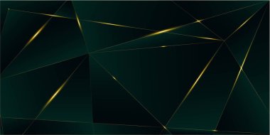Emerald Luxury Gold Background. Golden Premium Polygon Border 3D Abstract Polygonal Sparkling Cover. Royal Rich VIP Business Design New Year Christmas Celebration Poster. Luxury Crystal Gold Card clipart
