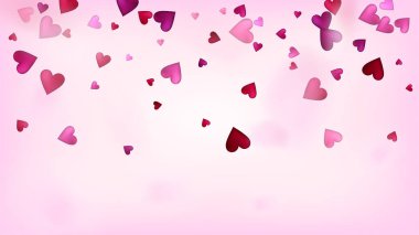 Düşen Kalpler Vektör Konfeti. Sevgililer Günü Düğün Şablonu. Zarif Hediye, Doğum günü kartı, Poster Arkaplan Sevgililer Günü Dekorasyonu ve Düşen Kalpler Konfeti. Güzel Pembe Kenarlık