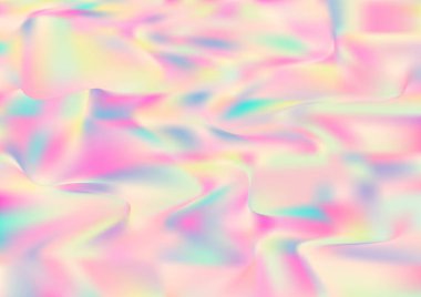 Sanal Sancak Minimum. Neon Paper Overlay, 80 'ler, 90' lar Müzik Duvar Kağıdı Flüoresan Holografik Sıvı Glam Yatay Arka plan Gökkuşağı Hologram Kapağı. Gradyan Kız Foil Holo Teal.