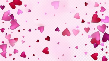Düşen Kalpler Vektör Konfeti. Sevgililer Günü Romantik Düzen. Lüks Hediye, Doğum günü kartı, Düşen Kalpler Konfetiyle Poster Arkaplan Sevgililer Günü Dekorasyonu. Güzel Pembe Parıltı