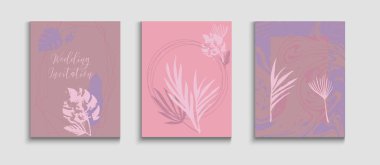 Soyut Vintage Vector kartları ayarlandı. Cool Olive Leaves Dergisi Tasarımı. Geometrik Kenar Dokusu. El Çizimi Hippi Geçmişi. Oriental Style Davetiyesi. Tie-Dye, Tropikal Yaprak Posterleri.