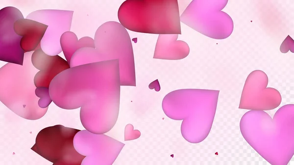 Vettore Cuori Cadenti Confetti San Valentino Tenero Modello Bella Rosa — Vettoriale Stock