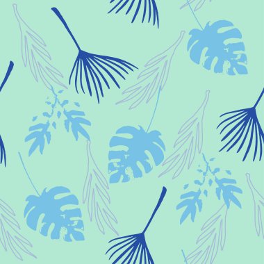 Modern Tropikal Vektör Kusursuz Düzen. Karahindiba Muzu Canavarın Tüylü Tropikal Kusursuz Şekil Yaprakları. Cool Summer Fashion. Çiçek Özgeçmişi 'ni çiz. Güzel Erkek Gömlekli Kadın Elbisesi.