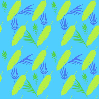 Trend Tropikal Vektör Kusursuz Düzen. Cool Summer Tekstil. Boyalı Çiçek Arkaplanı. Monstera Karahindiba Tüylü Muz Tropikal Tertemiz Yapraklar. Zarif Erkek Gömlekli Kadın Elbisesi.