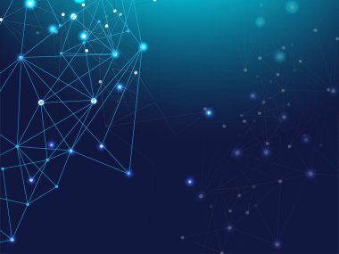 Büyük Veri Bilgileri, Ağ Çokgen Düğümleri. Galaxy Net Bilgisayar Tasarımı, Dijital Ağ Ağı. Mavi Teknoloji Alanı, İnternet Siber Uzay Veri Kavramı. Çizgi Düğümleri Plexus Vektör Arkaplanı.