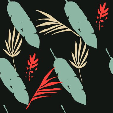 Süper Tropikal Vektör Kusursuz Düzen. Doodle Çiçek Geçmişi. Zarif Erkek Gömlekli Kadın Elbisesi dokusu. Şık Yaz Moda. Karahindiba Canavarı Muz Tüysüz Tüysüz Kalıp Yapıyor.