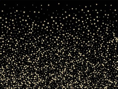 Rich Gold, Silver Glitter, Sparkles, Gradient Stars Confetti. Köpüklü kış folyosu. Altın, Gümüş VIP Uçan Yıldızlar Konfeti. Pırıltılı Yeni Yıl Çiçeği Vektör Arkaplanı.