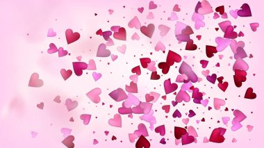Düşen Kalpler Vektör Konfeti. Sevgililer Günü Romantik Düzen. Zengin VIP Hediye Kartı, Poster Arkaplan Sevgililer Günü Dekorasyonu ve Düşen Kalpler Konfeti. Güzel Pembe Dağıtım