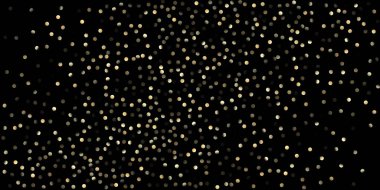 Siyah üzerine Altın Konfeti Duşu. Altın Yağ Baloncukları, Omega 3 Vitaminleri. Birinci sınıf noel kutlaması dokusu. Zengin Altın, Gümüş Parıltısı Kış Konfeti. Altın Omega 3 Yağ Baloncukları