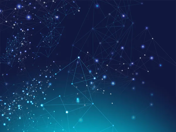 Mavi Teknoloji Alanı, İnternet Siber Uzay Veri Kavramı. Plexus Hatları Bağlı Vektör Arkaplanı. Galaxy Net Büyük Veri Tasarımı, Dijital Ağ Ağı. Büyük Veri Bilgisi, Çokgen Engelleme Düğümleri.