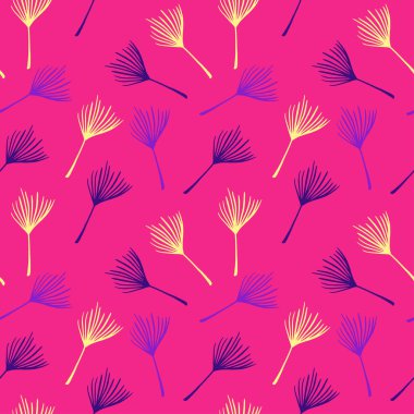 Süper Tropikal Vektör Kusursuz Düzen. Zarif Erkek Gömlekli Kadın Elbisesi dokusu. Muz Yaprakları Tüylü Karahindiba Canavarı Tropikal Kusursuz Desen. Şık Yaz Kumaşları. Doodle Çiçek Arkaplanı.