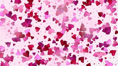 Düşen Kalpler Vektör Konfeti. Sevgililer Günü Hassas Düzeni. Güzel Pembe Parıltılı Sevgililer Günü Madalyası Düşen Kalpler Konfeti ile. Modern Hediye, Doğum günü kartı, Poster Arkaplanı