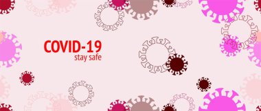 Covid 19 Stay Save nCoV Vektör Banner. Düz Coronavirus Tıbbi Posteri. Kusursuz Corona Virüs dokusu. Covid 19 Stay Save nCoV Vektör Banner. Virüs Koruma Düz Corona Web Sayfası.