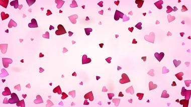 Düşen Kalpler Vektör Konfeti. Sevgililer Günü Düğün Şablonu. Zarif Hediye, Doğum günü kartı, Poster Arkaplan Sevgililer Günü Dekorasyonu ve Düşen Kalpler Konfeti. Güzel Pembe Çerçeve