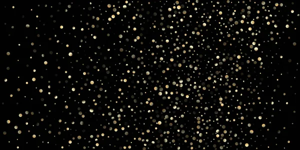 Siyah üzerine Altın Konfeti Duşu. Zengin Altın, Gümüş Bokeh Kış Konfeti. Zarif yeni yıl kutlaması çelengi. Altın Sequinler, Düşen Xmas Yıldızları. Altın Çekirdekler, Düşen Yıldızlar