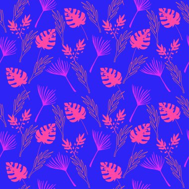 Hipster Tropikal Vektör Kusursuz Düzen. Doodle Çiçek Geçmişi. Cool Summer Tekstil. Muz Yaprakları Canavarımsı Karahindiba Tüylü Tropikal Kusursuz Desen. Güzel Erkek Gömlekli Kadın Elbisesi.