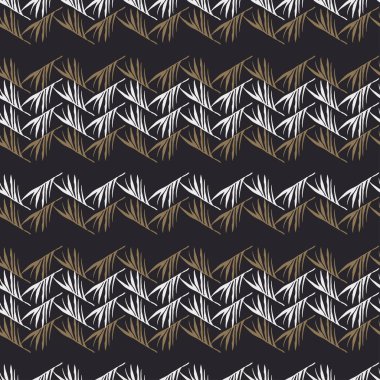 Modern Tropikal Vektör Kusursuz Düzen. Cool Summer Tekstil. Zarif Erkek Gömlekli Kadın Elbisesi dokusu. Boyalı Çiçek Arkaplanı. Muz Canavarı Yapraklar Tüylü Karahindiba Tropikal Kusursuz Desen.