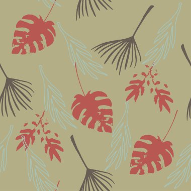 Süper Tropikal Vektör Kusursuz Düzen. Şık Yaz Moda. Çiçek Özgeçmişi 'ni çiz. Tüylü Muz Yaprakları Canavarımsı Karahindiba Tropikal Kusursuz Desen. Güzel Erkek Gömlekli Kadın Elbisesi.