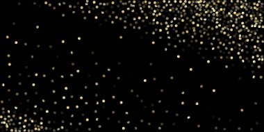 Siyah üzerine Altın Konfeti Duşu. VIP Gold, Gümüş Parıltı Kış Konfeti. Altın Sequinler, Düşen Xmas Yıldızları. Birinci sınıf Noel Kutlama Dekorasyonu. Altın Çekirdekler, Düşen Yıldızlar