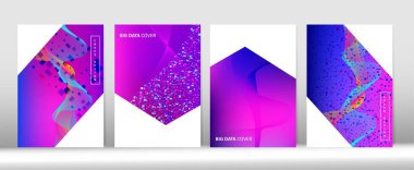 Müzik Kapakları Seti. Pembe Mor Dijital Vektör Kapağı Tasarımı. 3B Akış Şekilleri Modern Kapak Şablonu. Büyük Data Neon Teknoloji Arkaplanı. Renkli Eşitleyici Müzik Dergisi Geometrik Gradyan Kaplaması.